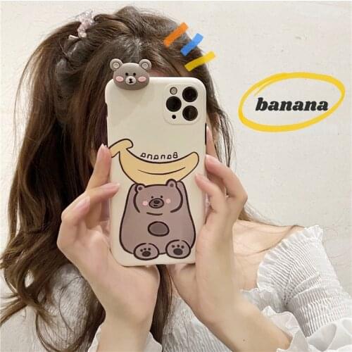 New Kawaii Cartoon Bear Phone Case For iPhone 11 Pro Max Cute Cartoon Animal Back Cover For iPhone SE X XS XR Xs Max 7 8 Plus