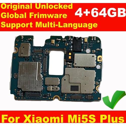 Original Unlocked Mainboard For Xiaomi Mi 5S Mi5S M5S Plus Full Chips Circuits Card Fee Motherboard Global Frimware 4GB+64GB