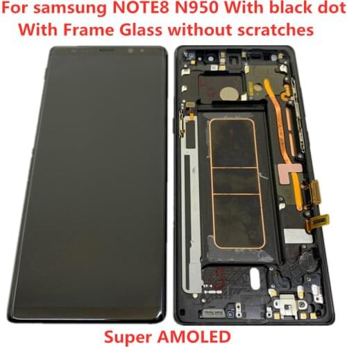 Original AMOLED with frame for Samsung Galaxy NOTE 8 LCD N950A N950U N950F N950V display touch screen assembly with Black dots