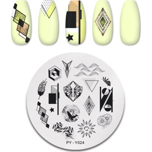 PICT You Nail Stamping Plates Scatter Pattern Geometric Striped Line Natural Nail Art Plate Stencil Stainless Steel Nail Design
