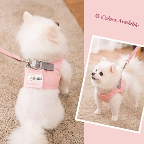 Cute Pet Dog Cat Harness Leash Set Pet Chest Strap Breathable Dog Walking Leash Rope For Small Dogs Pomeranian Pet Vest Harness