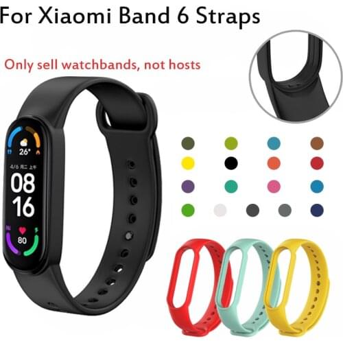 Strap For Xiaomi Mi Band 5 6 Silicone Wristband Bracelet Replacement Strap For Mi Band 5 6 Wrist Solid Color Abs Soft Strap