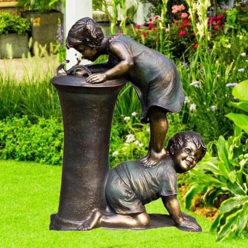 Garden Statues So Cute Boy & Girl Garden Pressure Water/bathing /kiss/drinking Sculpture Exquisite Resin Ornaments Home Decor