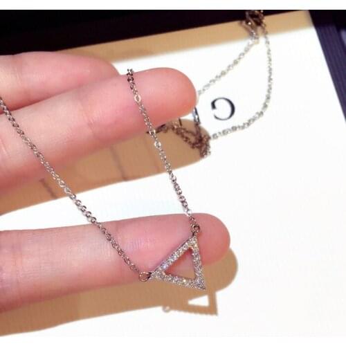 925 sterling silver new fashion simple rose gold triangle diamond pendant clavicle chain gift ladies jewelry sweater chain
