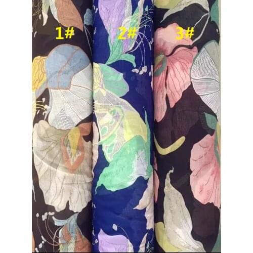 145cm width 75D printed chiffon fabric big flower pattern for summer clothes and dress CH-001