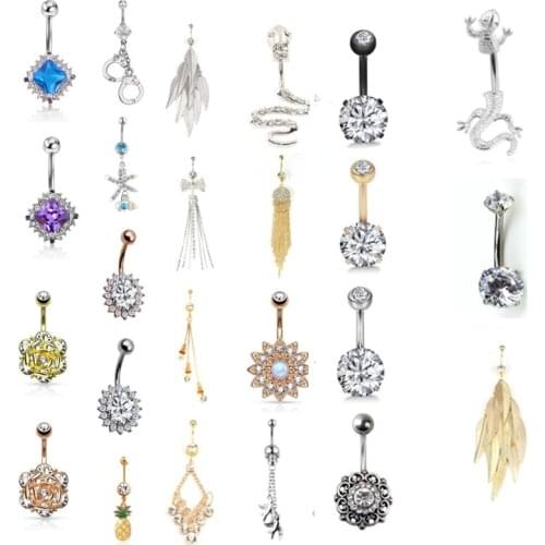 Rhinestones Body Jewelry Drop Tassel Navel Piercings Navel & Bell Button Rings Snake Shape Women Bikini Bijoux Bar
