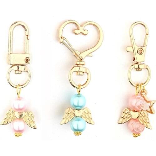 Favor Souvenir Gift Set Mini Angle with gold Heart-Shape Design Buckle Key Chain for Decorations Party Return Gifts Present