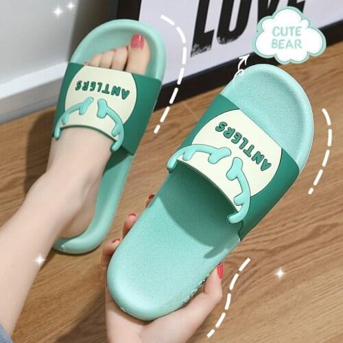 Slipper female cartoon outside wearing bathroom bath anti-slip home couple indoor cute soft-soled slippers man women shoes