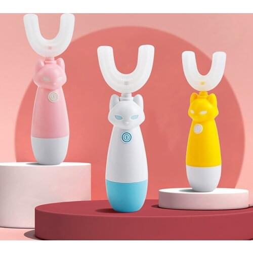 Child 360 soft fur Silicon Sonic Toothbrush Electric Baby Teeth Whitening Cleaning Toothbrush Cartoon Smart Automatic Toothbrush