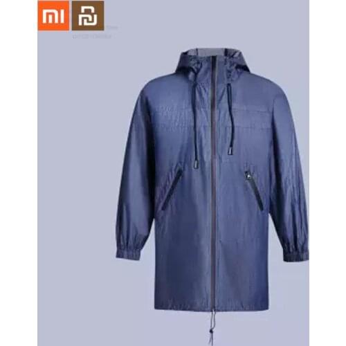 Xiaomi mijia windproof fashion long windbreaker 100% cotton technology windproof breathable mens hooded windbreaker smart home