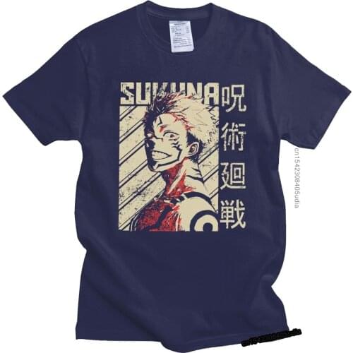 Vintage Jujutsu Kaisen Tshirt Men New Arrivals Anime Manga T-Shirt Ryomen Sukuna T Shirt Cotton Harajuku Streetwear Tee Top Gift