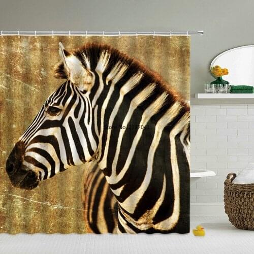 Zebra Animal Shower Curtains With Hooks Waterproof 3d Bathroom Curtains Decoration 180*240cm Printing Washable Bath Screen