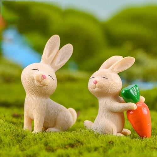 ZOCDOU 1 Piece Lovely Yellow Cartoon Smiling Cute Rabbit Hare Ornament Small Statue Little Figurine Crafts Cute Decoration