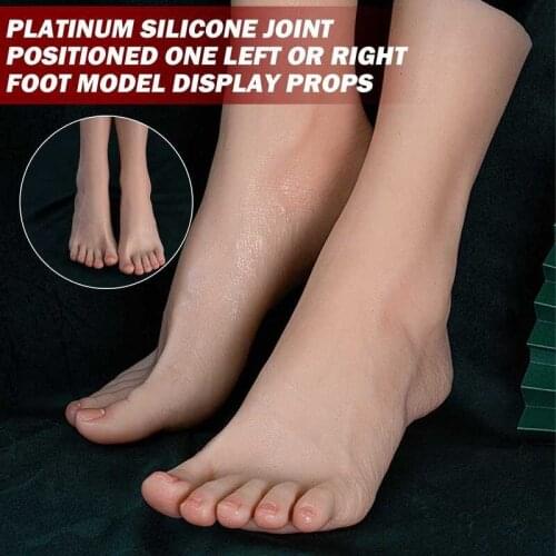 1 Pair Silicone Realistic Fake Foot Model Nail Manicure Display Model Jewelry Display Lifelike Massage Foot Model Women One Size