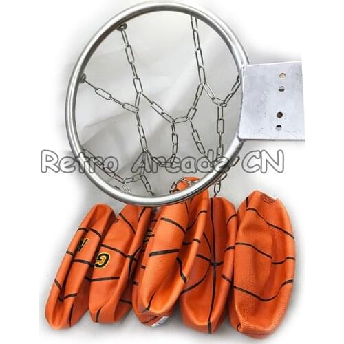 1pcs stainless Basketball rim and 6pcs rubber basketballs spare parts for DIY arcade basketball game cabinet machine