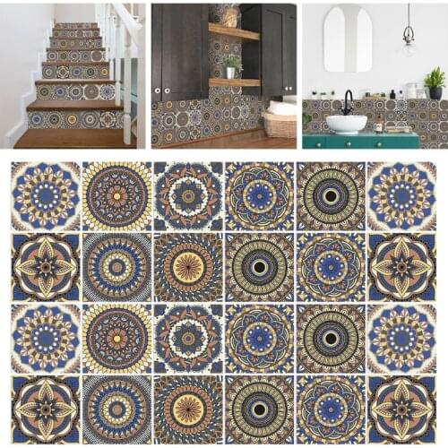 24pcs Backsplash Tile Stickers Peel Stick Wallpaper Waterproof Removable Floor Stair Decals for Bathroom Kitchen Easy to