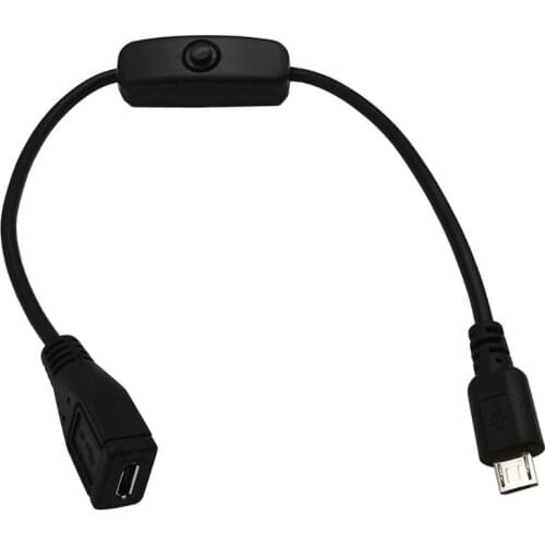 30cm Power Supply Cord 5V Micro USB Male to Female Extension Cable with On Off Switch for Raspberry Pi Smartphone Tablet PC
