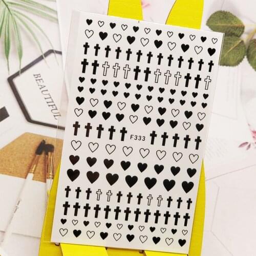 3D Nail Sticker Love Heart Cross Design Nail Art Decorations Stickers Foil Decals Wraps Manicure Accessories Nails Decoraciones