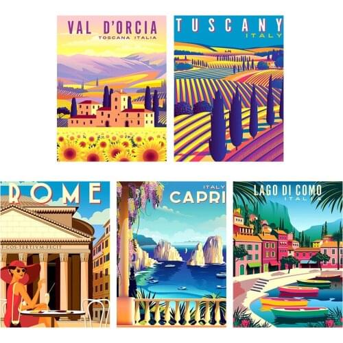 5D DIY Full Round Drill Diamond Painting City style Drawing Diamond Embroidery Picture Rhinestone Home Decor Gift 30x40CM