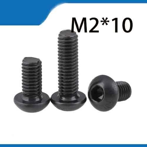Free Shipping 100pcs M2*10 mm yuan cup Half round pan head black grade 10.9 carbon Steel Hex Socket Head Cap Screws