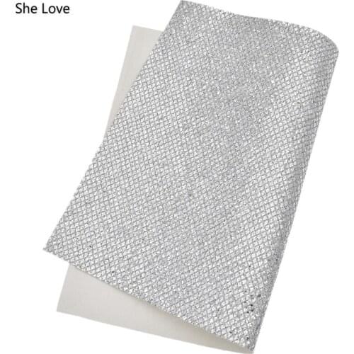 Chzimade Grid Glitter Synthetic Leather Fabric DIY Material For Garments Craft Making Accessories