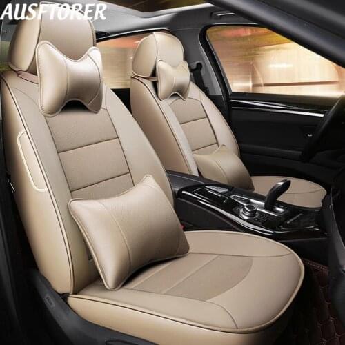 AUSFTORER Cowhide Seat Covers for KIA Opirus 2008 Automobiles Seat Cover for Cars Leather Seat Cushion Cars Accessories Styling