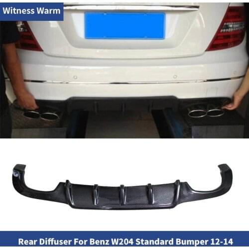 Rear Bumper Diffuser Lip Spoiler for Benz C-Class W204 standard bumper Carbon Fiber AMG C63 Style 2012 2013 2014
