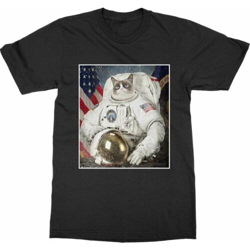 Funny Kitty Kitten Pet Astronaut Shuttle Space Explorer T-Shirt Summer Cotton Short Sleeve O-Neck Mens T Shirt New S-3XL