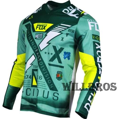 Delicate Fox 180 Vicious Jersey Scooter Street Moto Mens Summer T-shirt Mountain Bicycle Offroad Racing Long Sleeve