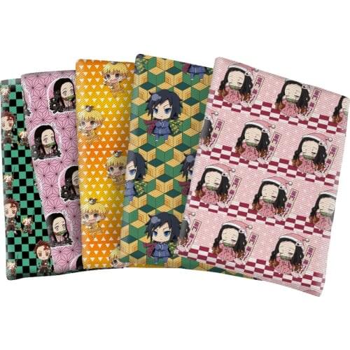 Kawaii Kimetsu No Yaiba Character Polyester Cotton Fabric Printed for Kids Clothes Hometextile Curtain Cushion Cover DIY 50*145