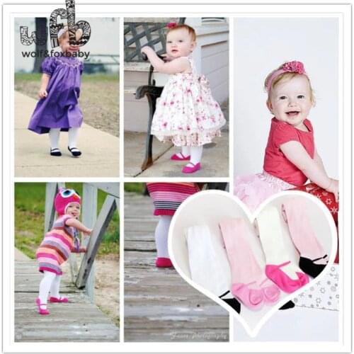 Retail 3pieces/lot 0-6months tights stockings pure color shoe style children Kids infant Baby Combed Cotton spring autumn fall