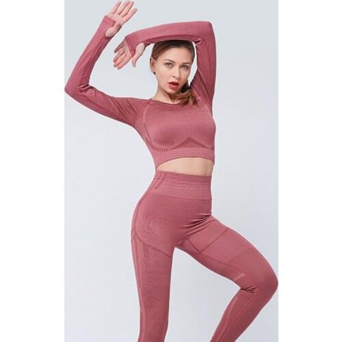 Explosive summer sports yoga clothing hips stretch tights female beauty back sets long sleeve fitness sports suit