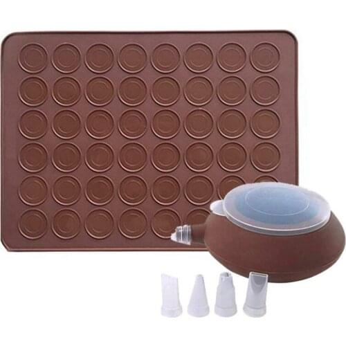 Macaron Silicone Mat Non-Stick Baking Mold Set 30 Capacity Macaron Pot Cake Decorating Supplies Bakeware Mat Useful Tools