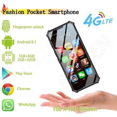 Melrose 2019END Pocket 4G LTE Android Smartphone GPS 3.5'' Face Recognition Backup Mobile Phone Side Fingerprint Unlock