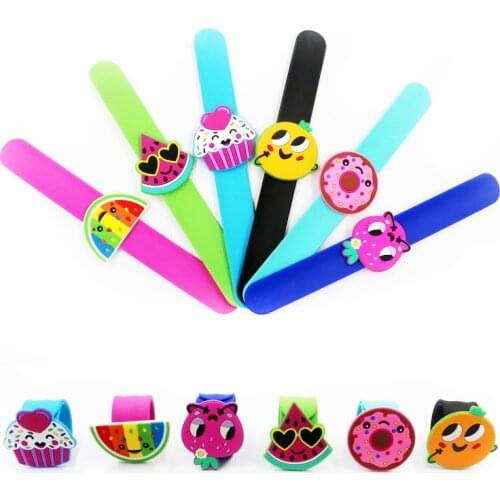 Cute Fruit Kids Girl Boy Colorful Wristband Flexible Wrap Slap Bracelet Enfant Bangle Christmas New Year Gift Favors