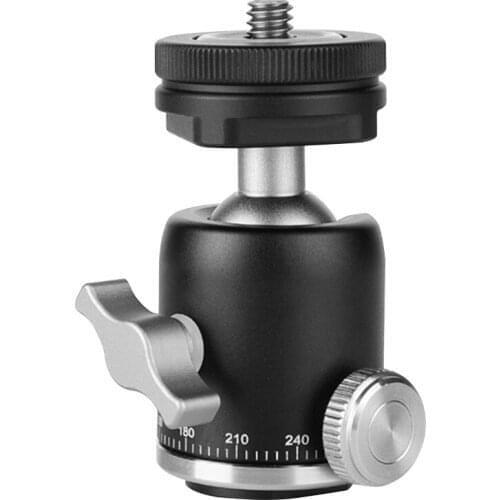 Multi-function Aluminum Mini Ballhead 360 Degree Panorama Ball Head with Hot Shoe Base Mount for Camera DSLR Video Microphone