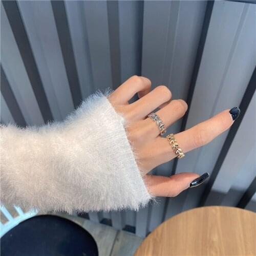 Fashion Plated Goldfish Bone Ring Simple Womens Ring Personalized Womens Hip Hop Party Jewelry Anniversary Birthday Gift