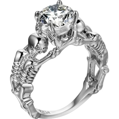 Seanlov Ghost Evil Skeleton Hand CZ Ring European And American Punk Style Motor Biker Men Ring 2019 Fashion Men Jewelry