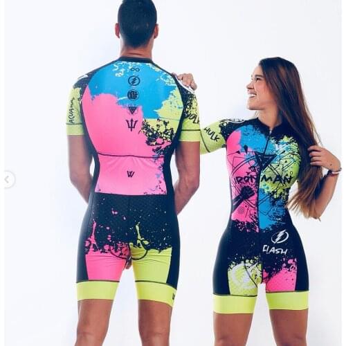 Mens Pro Team Triathlon Suit short sleeve Cycling Jersey Skinsuit Jumpsuit Maillot Cycling Ropa ciclismo set gel