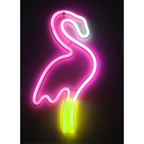 Newly Flamingo Neon Signs Special LED Night Light Wall Decor Battery Powered for Home Bedroom Bar