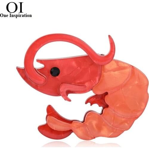 OI Special Shrimp Shape Acrylic Brooch Orange Pins For Women Cook Coat Decoration Accessories Gathering Work Bijoux