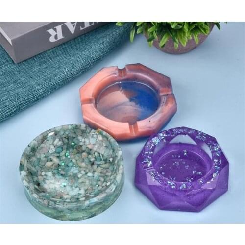 Ashtray Silicone Mold Round Square Rhombus Mold For DIY Resin UV Crystal Epoxy Jewelry Box Crystal Ashtray Home Ornaments