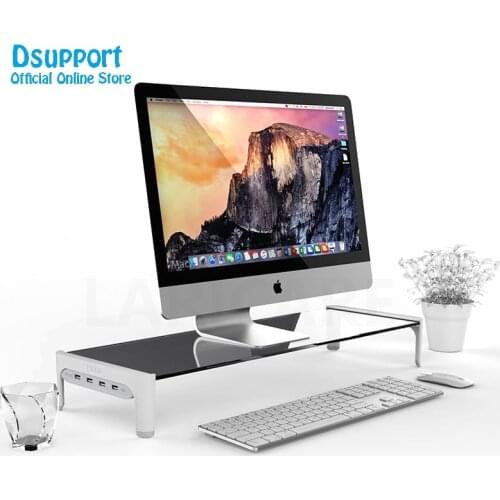 New Desktop Monitor Notebook Laptop Stand Space Bar Non-slip Desk Riser with 4ports USB Hub Data Transmission and Fast Charger