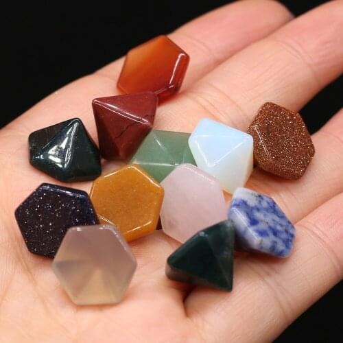 2pcs Natural Stone Agates Quartz Hexagonal Cone Yellow Jades Charm Pendant for DIY Necklace Jewelry Making Women Gift Size 14mm