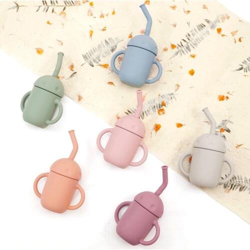 Portable Solid Color Baby Mushroom Snack Cup Anti Scalding Food Grade Silicone Water Bottle Learn To Sippy Cup For Children