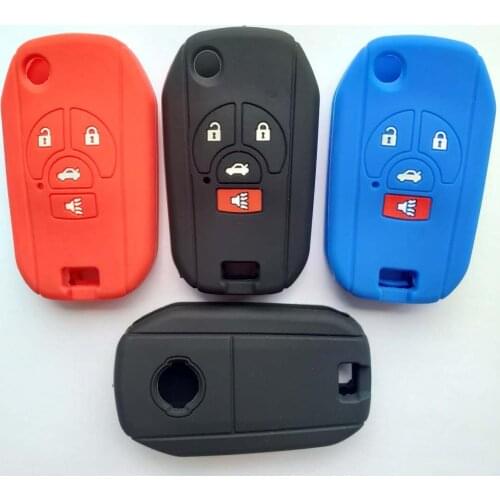 Flip Folding Key Silicone Remote Cover for NISSAN Sylphy Cube Juke Rogue Qashqai Micra Maxima Altima Sentra Versa 4Button FOB