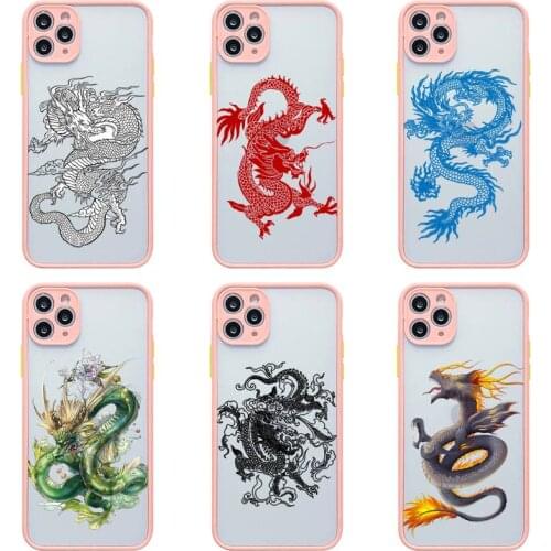 Remazy Fashion Dragon Phone Case For iphone 12 11 Pro Max Mini XS 8 7 Plus X SE 2020 XR Light pink Matte Transparent Cover