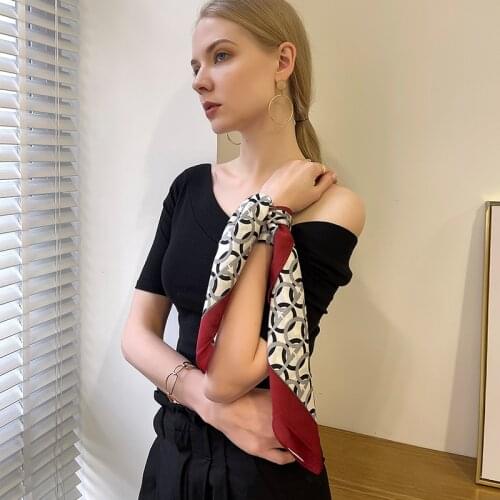2021 New Imitation Silk Scarf Women 70cm Square Scarf Twill Tie Bag Small Scarf Printing Gift Custom Scarf