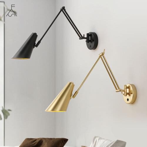 Modern Adjustable Swing Long Arm LED Wall Lamp Warm/Cold Lighting Wall-mounted Household Bedside Lighting Wall Sconce