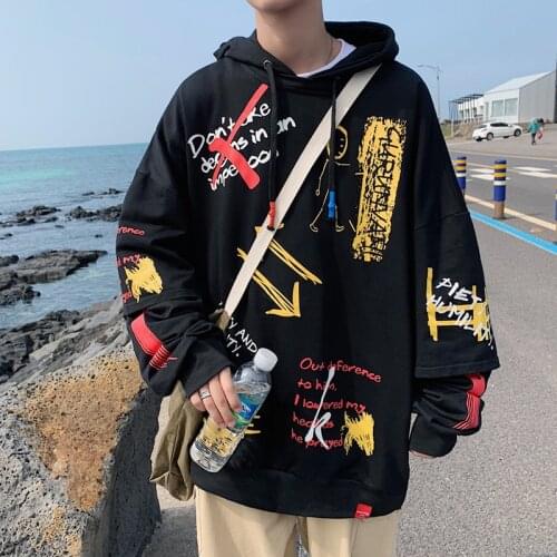 Autumn Spring 2021 Hoodies Sweatshirt Mens Loose Hip Hop Punk Pullover Streetwear Casual Fashion Clothes OVERSize 5XL